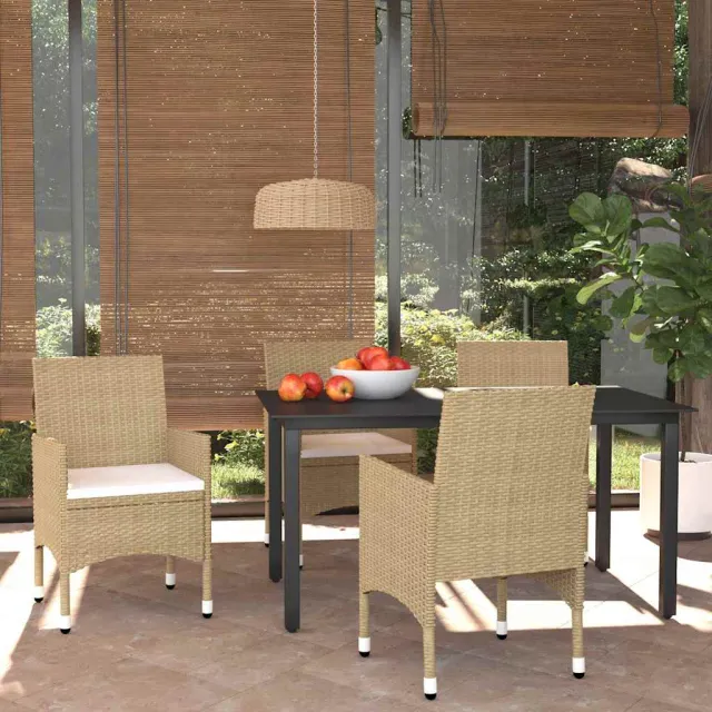 vidaXL 5-delige Tuinset met kussens poly rattan beige, foto 2