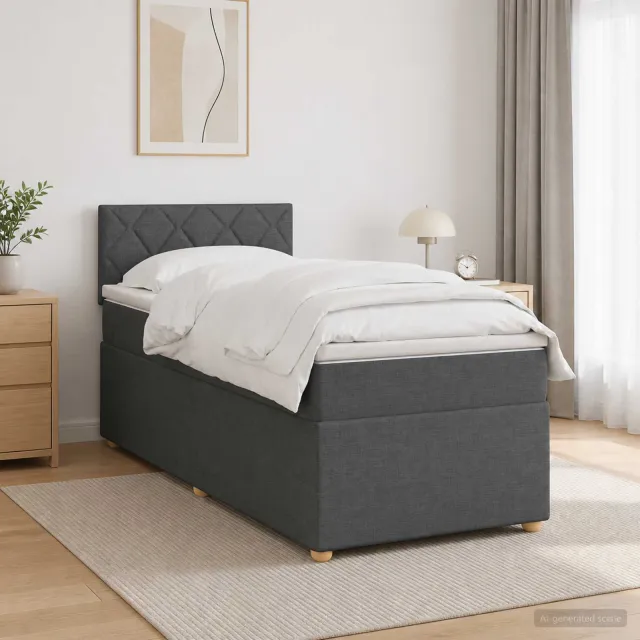 vidaXL Boxspringbed met matras Donkergrijs 90 x 190 cm Stof
