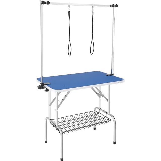Vevor Verzorgingstafel 1060x616x1701mm Scheertafel RVS Hondenverzorgingstafel 150kg Laadvermogen Kaptafel Hond Opvouwbare Huisdieren Verzorgingstafel 914,4x609,6mm Desktop Ideaal voor Baden Trimmen Drogen Borstelen Blauw