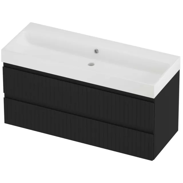 Proline Podium Badmeubelset Polystone Loft Enkel 120x46x62 cm Mat White Mat Zwart