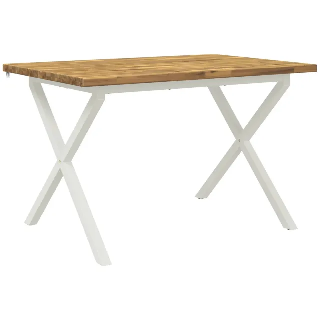 vidaXL Vierkante - Eettafel - 120 - x - 80 - x - 75 - cm - Massief - Acacia - Hout Whitewash en wit