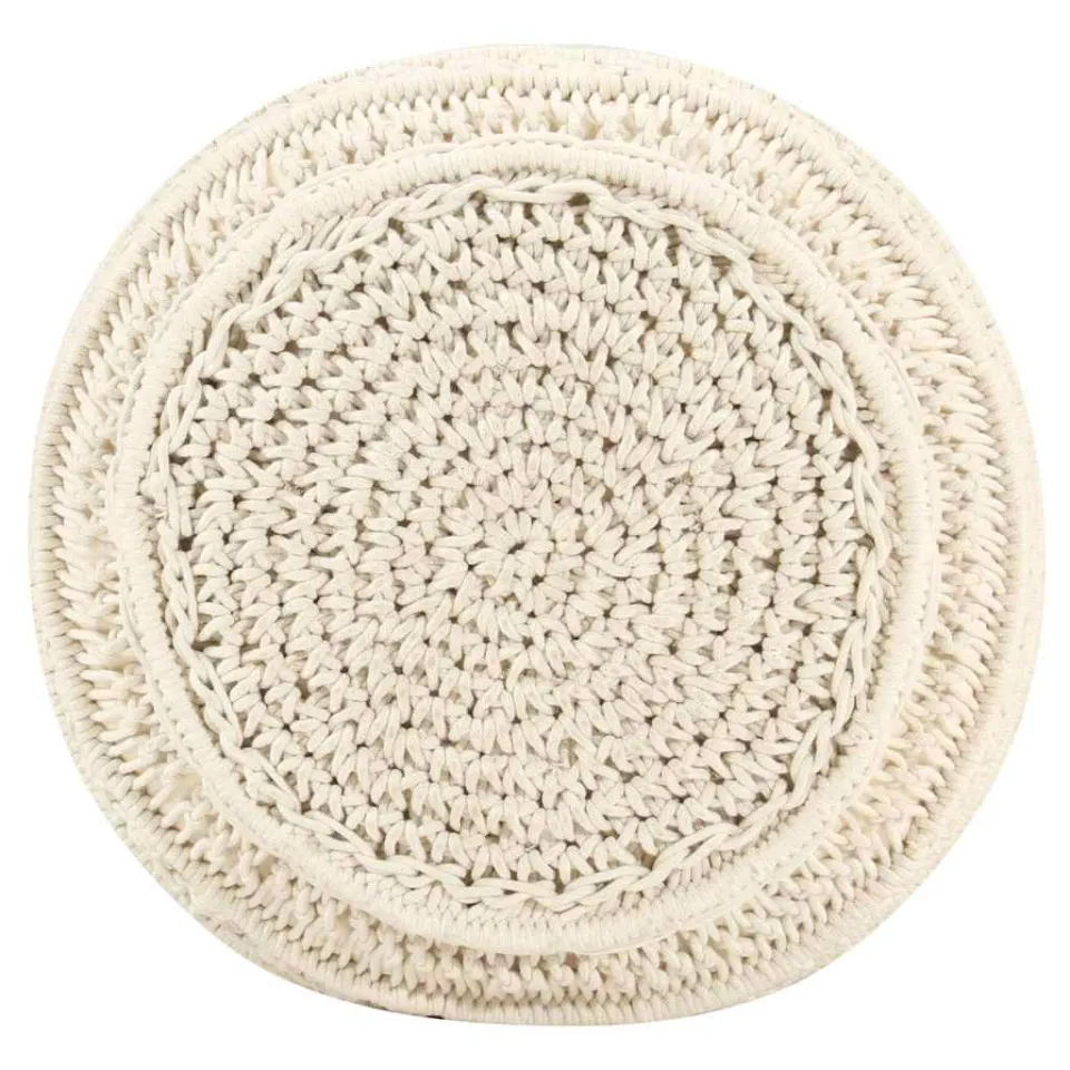 vidaXL Poef macramé handgemaakt 45x30 cm katoen beige, foto 2