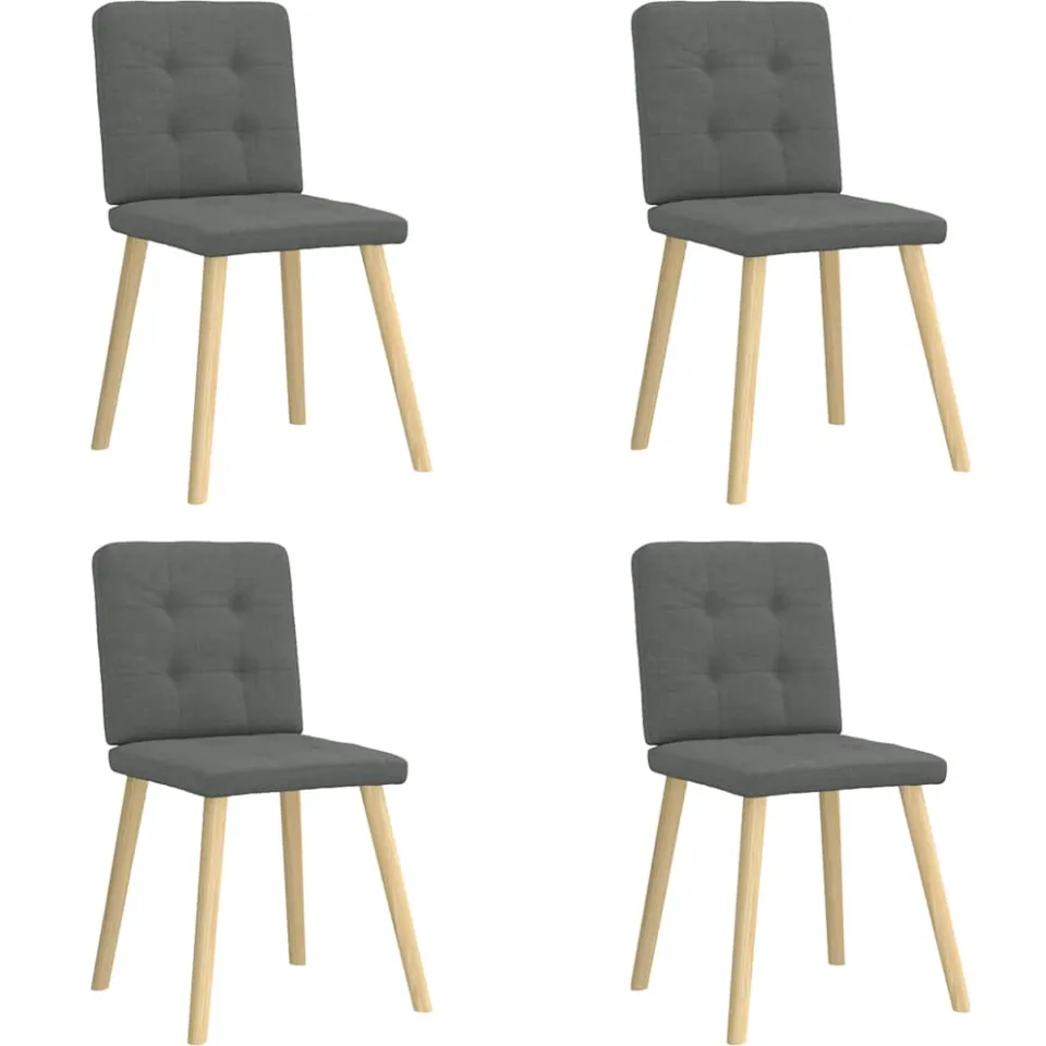 vidaXL Eetkamerstoelen 4 st stof donkergrijs grijs, foto 3