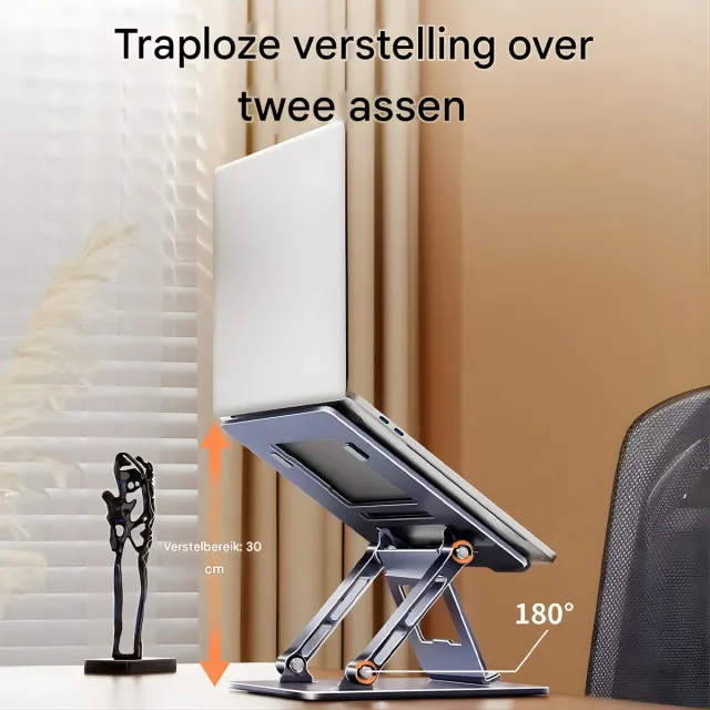 Happiq Laptoptafel – Tablethouder - Bedtafel - Laptopstandaard - Voor thuiskantoor en presentaties –Aluminium / Zwart
