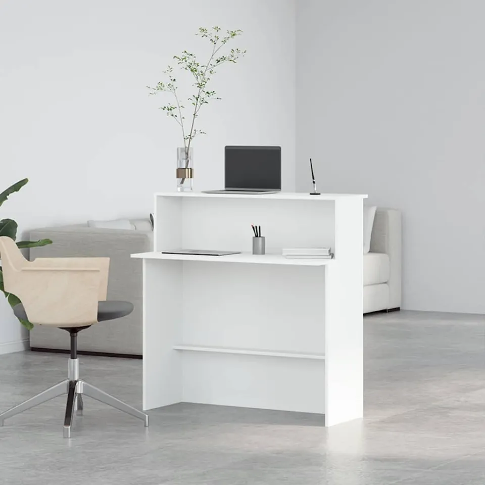 vidaXL Receptiebalie wit 100x50x103,5 cm bewerkt hout, foto 4