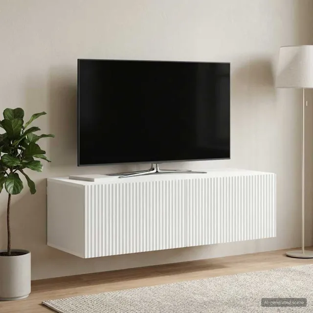 vidaXL Wandbeugel TV-kast Wit 98 x 41 x 30 cm Bewerkt hout
