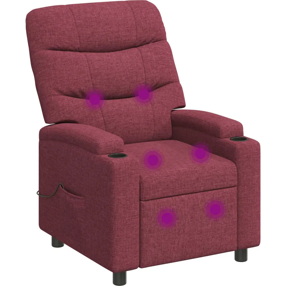vidaXL Massage-relaxstoel Wijnrood 75 x 93 x 102 cm Stof Bordeauxrood