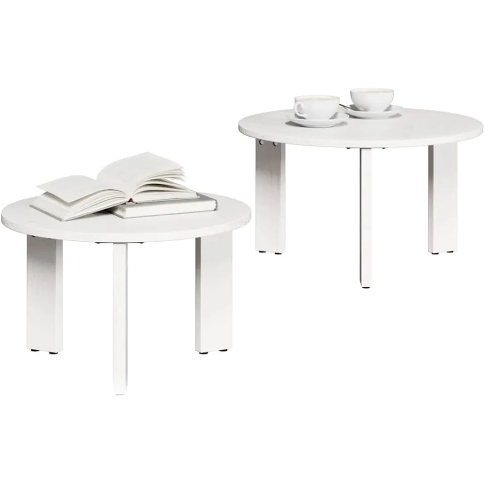 vidaXL Salontafel 2 st Wit 47,5 x 47,5 x 27 cm Massief grenenhout