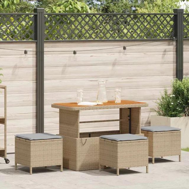 vidaXL Tuin eettafelset 4 st Beige poly rattan, foto 2