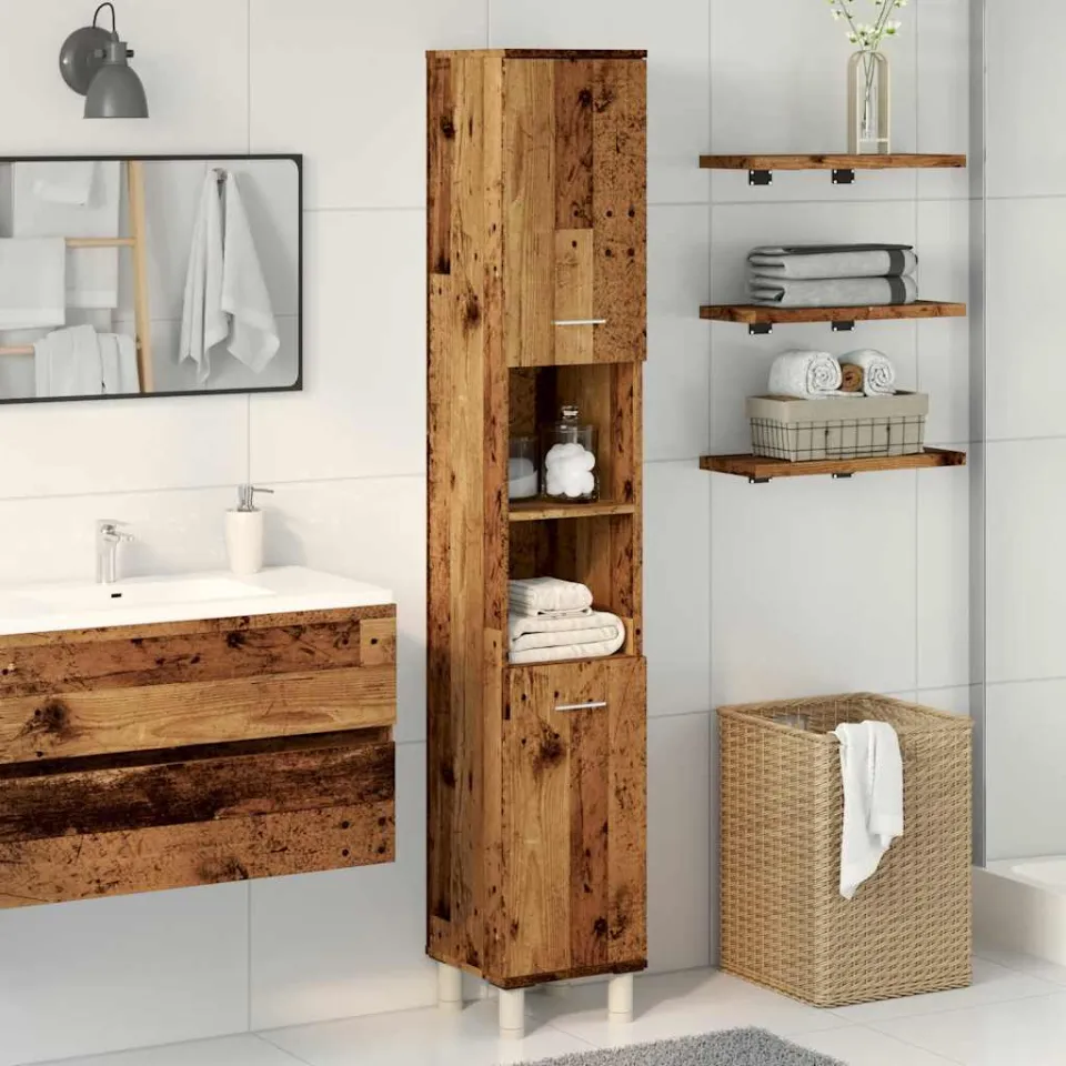 vidaXL Badkamerkast 30x30x179 cm bewerkt hout oud houtkleurig bruin, foto 2