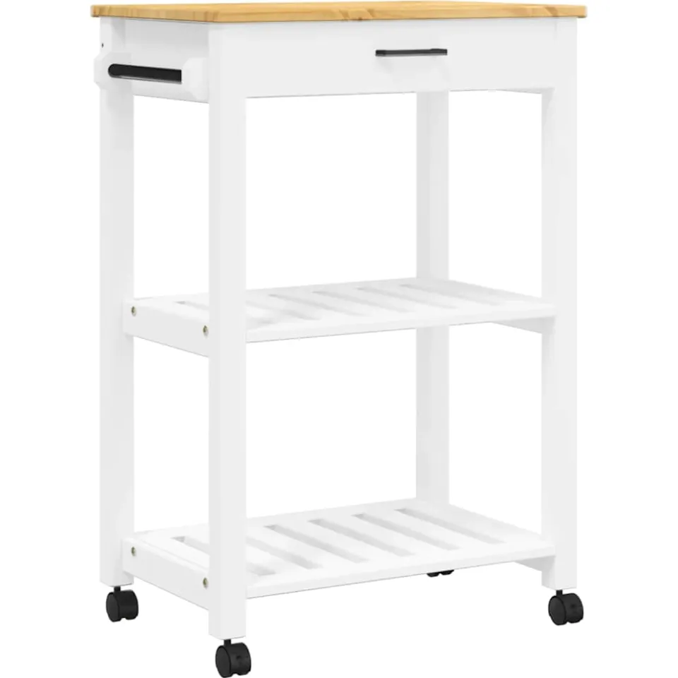 vidaXL Keukentrolley MONZA 60x40x88,5 cm massief grenenhout Wit