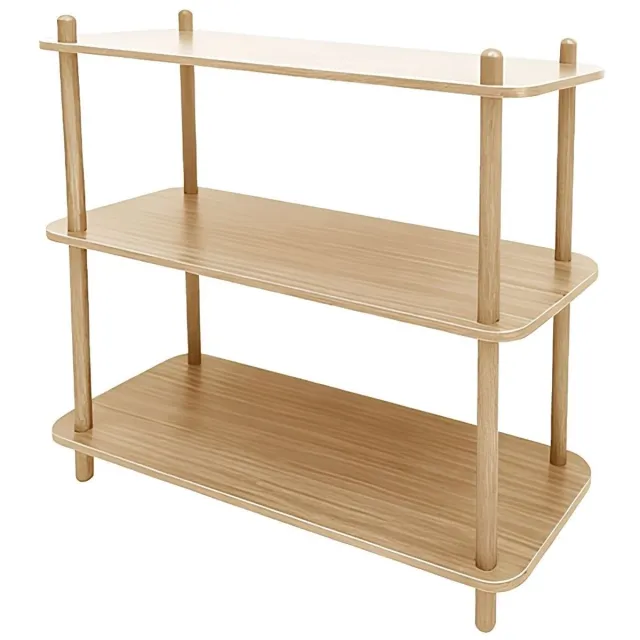Mica Decorations Jeff Wandrek - Boekenplank van 100% FSC-Gecertificeerd Hout met Drie Ruime Planken voor Boeken en Decoratie - Lichtbruin - L80 x B30 x H79 cm - Scandinavisch Interieur