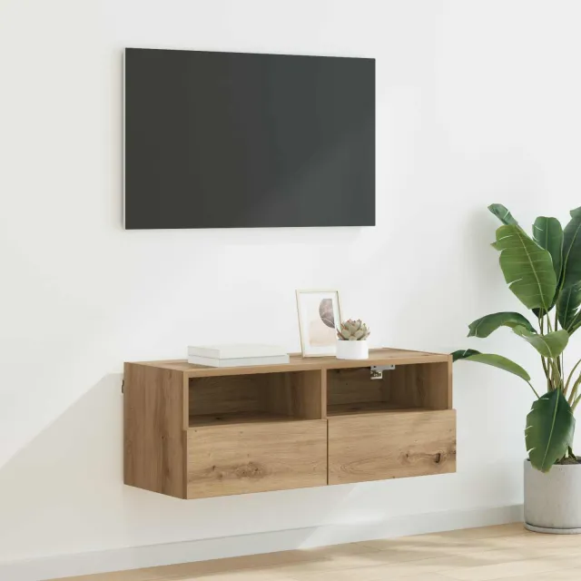 vidaXL TV Wandkast 80 x 30 x 30 cm Artisan Eiken Bewerkt hout, foto 2