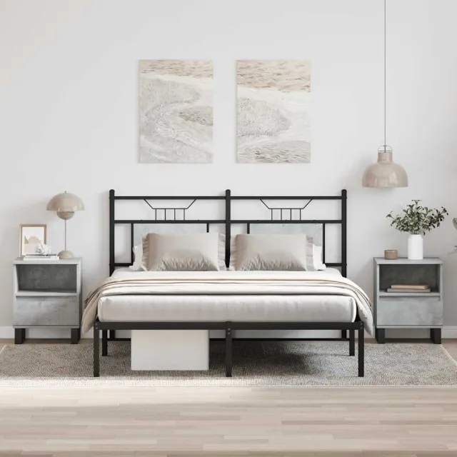 vidaXL Nachtkastjes 2 st 40x35x50 cm bewerkt hout betongrijs grijs, foto 2
