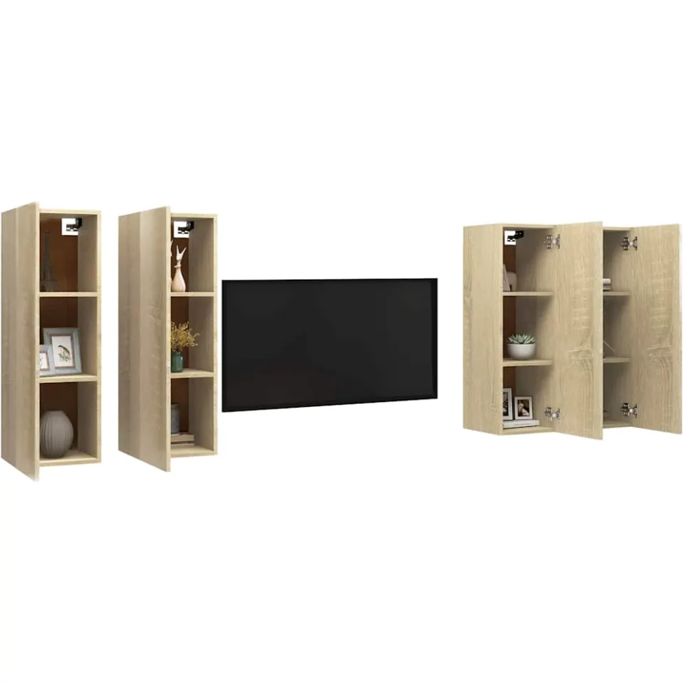 vidaXL Tv-meubelen 4 st 30,5x30x90 cm bewerkt hout sonoma eikenkleurig, foto 4
