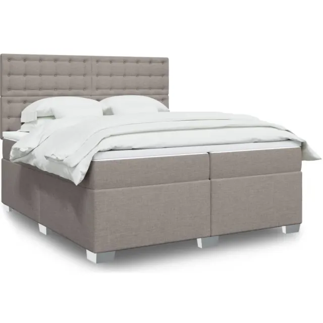 vidaXL Boxspring met matras stof taupe 200x200 cm