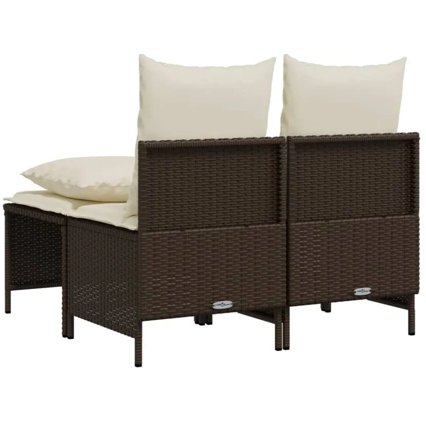 vidaXL 4-delige Loungeset met kussens poly rattan bruin, foto 4