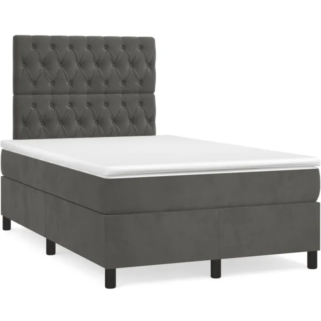 vidaXL Boxspring met matras en LED fluweel donkergrijs 120x190 cm grijs