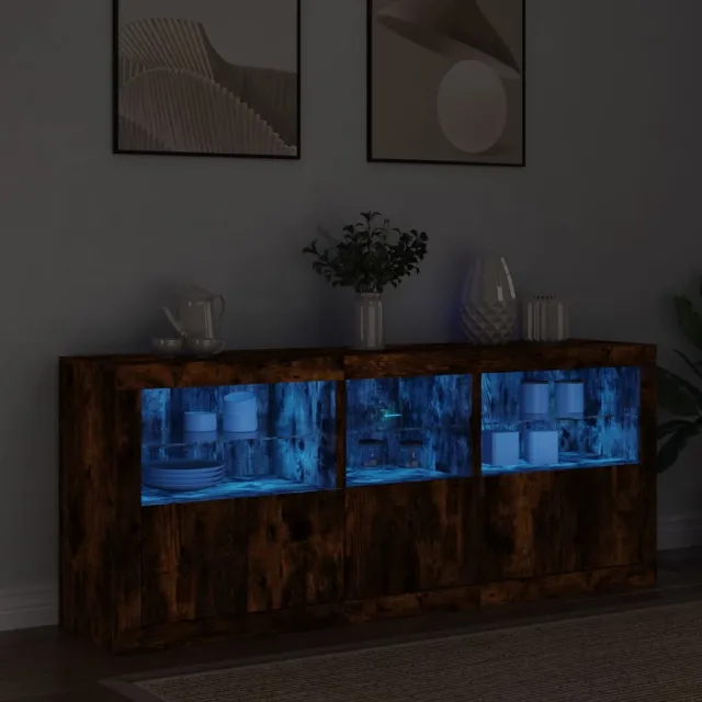 vidaXL Dressoir met LED-verlichting 162x37x67 cm bruin eiken, foto 2