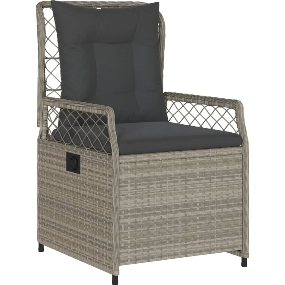 vidaXL 3-delige Tuinset met kussens poly rattan lichtgrijs