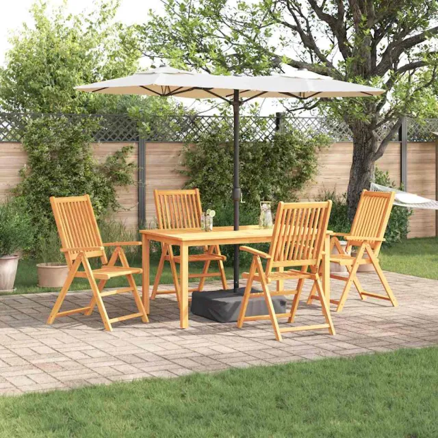 vidaXL Tuin eettafelset 5 st Bruin Massief Acaciahout, foto 2
