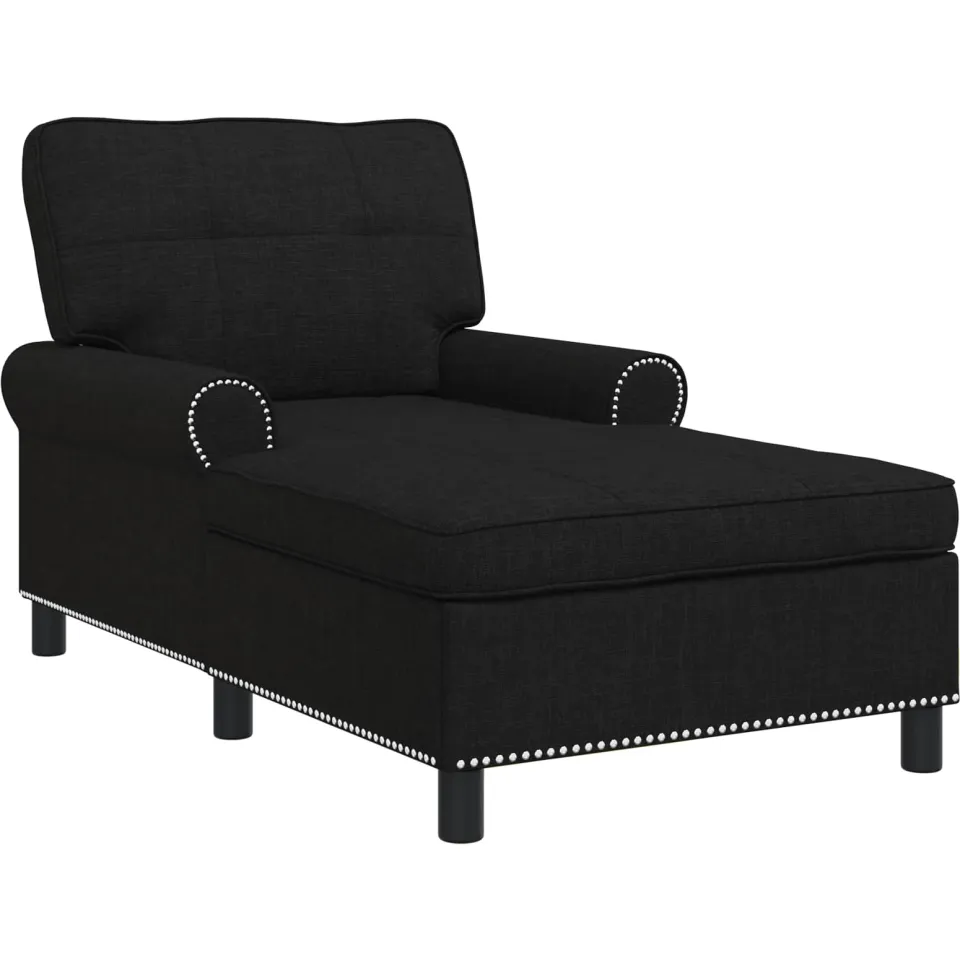 vidaXL Chaise Lounge Zwart Stof 91 x 157 x 91 cm, foto 3