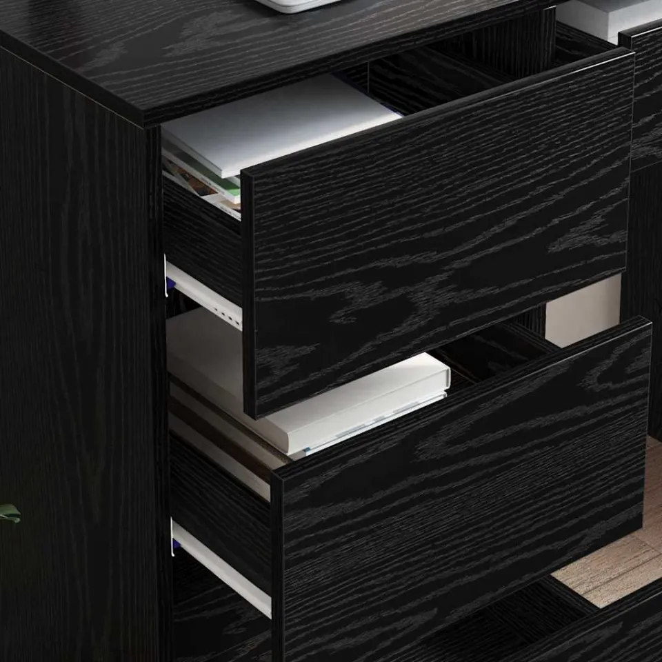 vidaXL Bureau Zwart Eiken 90 x 37,5 x 75 cm Bewerkt hout, foto 4