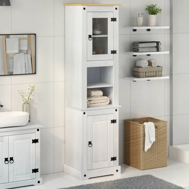 vidaXL Badkamerkast Wit 50 x 40 x 185 cm Massief grenenhout, foto 2