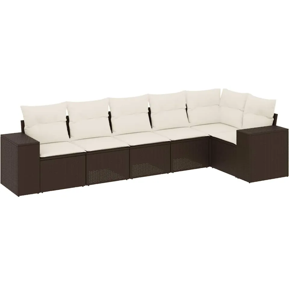 vidaXL 6-delige Loungeset met kussens poly rattan bruin, foto 3