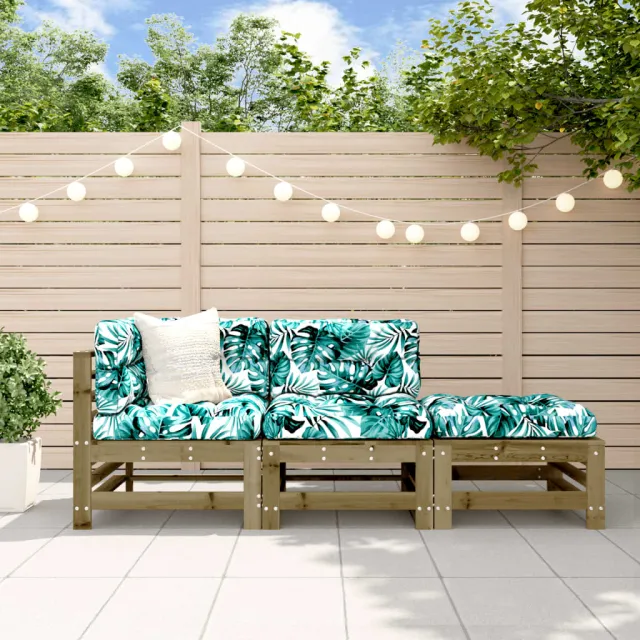 vidaXL 3-delige Loungeset met kussens geïmpregneerd grenenhout bruin, foto 2