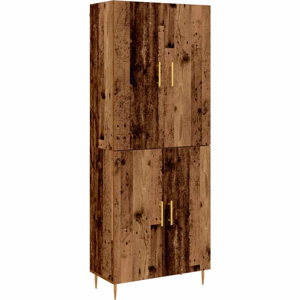 vidaXL Highboard Oud hout 69,5 x 34 x 180 cm Bewerkt hout bruin, foto 3