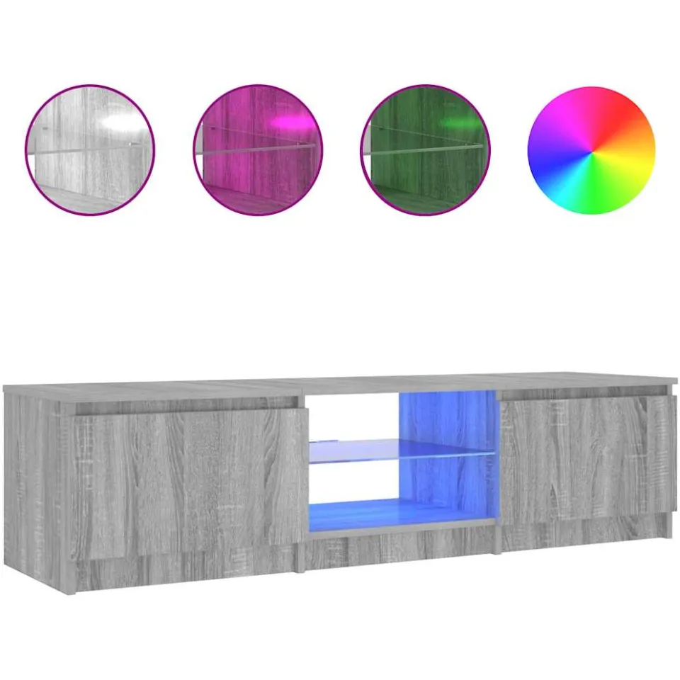 vidaXL Tv-meubel met LED-verlichting 140x40x36 cm grijs sonoma eiken