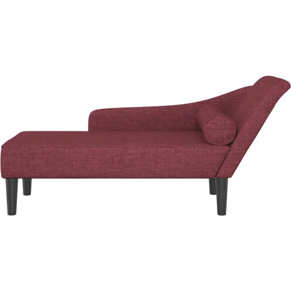 vidaXL Chaise longue met kussens stof wijnrood, foto 3