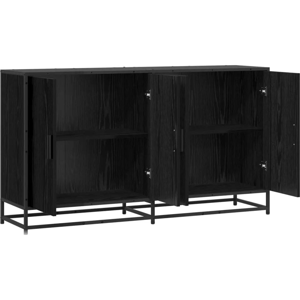 vidaXL Dressoir Zwart eiken 134 x 35 x 76 cm Bewerkt hout, foto 4