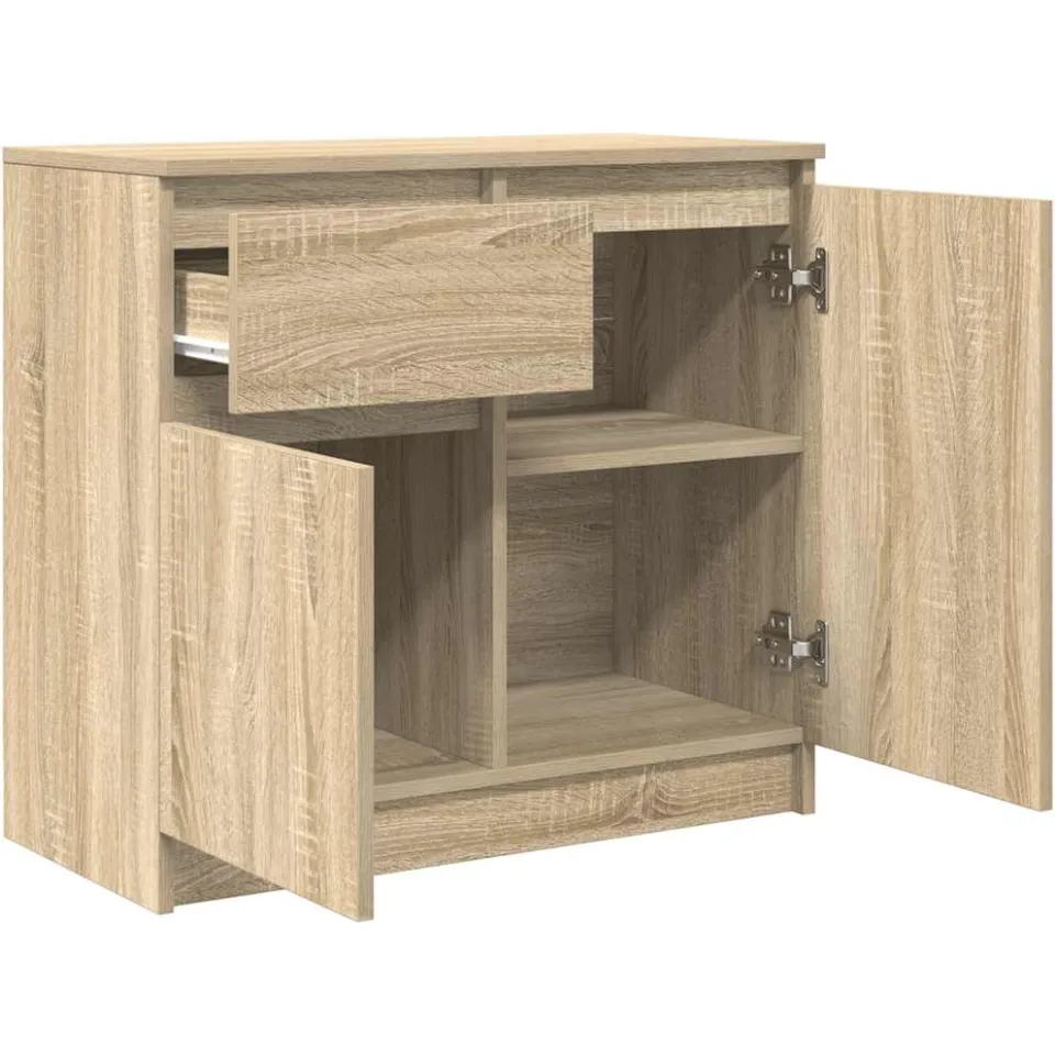 vidaXL Dressoir met lade 71x35x65 cm spaanplaat sonoma eikenkleurig, foto 4