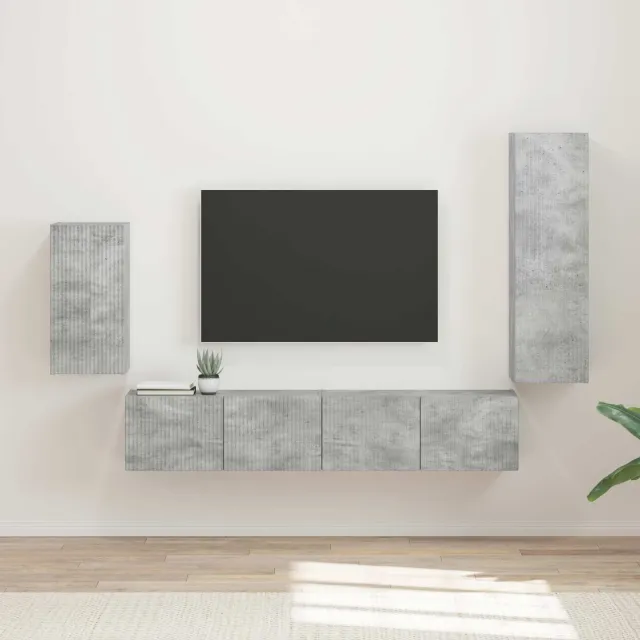 vidaXL Tv-meubelset 4 st Beton Grijs Bewerkt hout