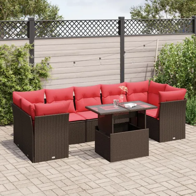 vidaXL 8-delige tuinbankset met kussens, bruin polyrotan, foto 2