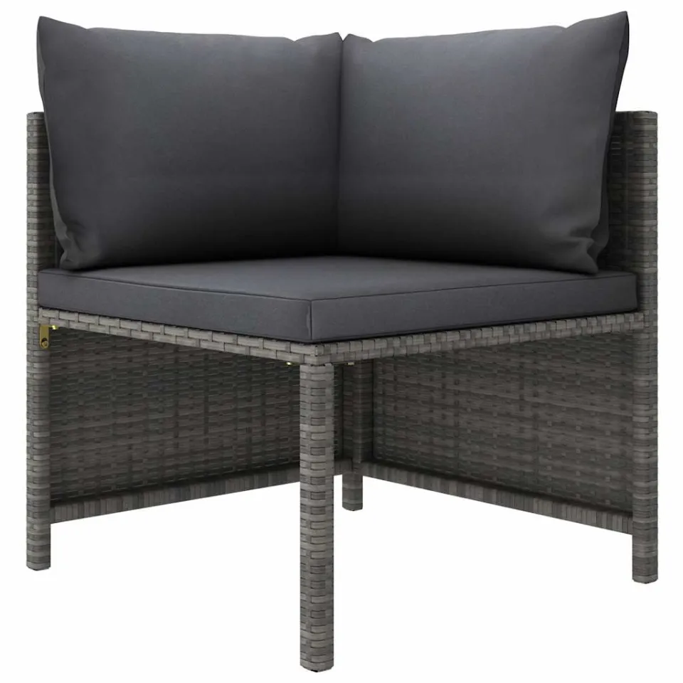 vidaXL 9-delige Loungeset met kussens poly rattan grijs