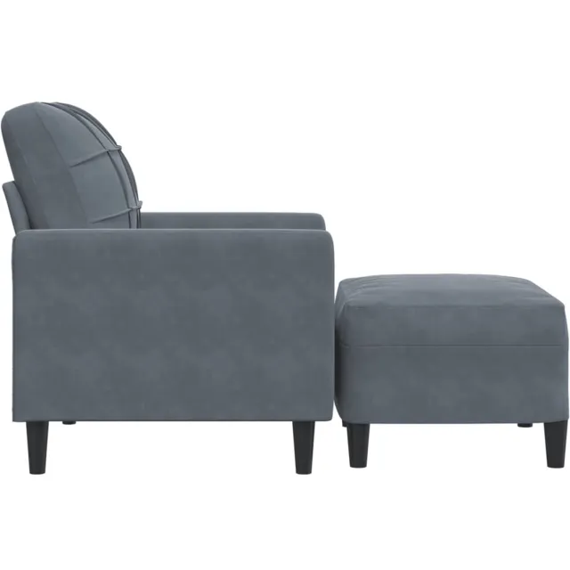 vidaXL Fauteuil - met - voetenbank - 60 - cm - fluweel - donkergrijs
