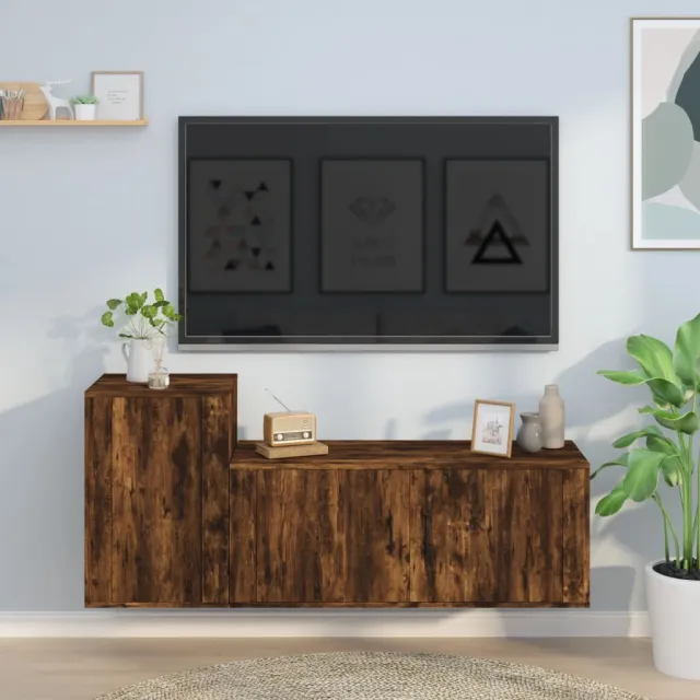 vidaXL 2-delige Tv-meubelset bewerkt hout gerookt eikenkleurig, foto 2