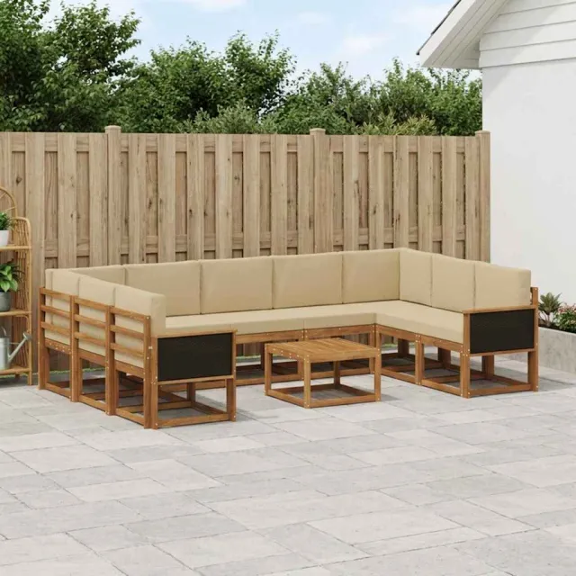 vidaXL Buiten bankenset 10 st 9-zits Natuurlijk en Beige