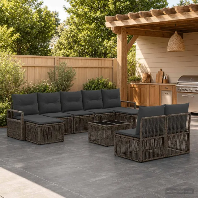 vidaXL Tuinbankenset 10 st Grijs poly rattan