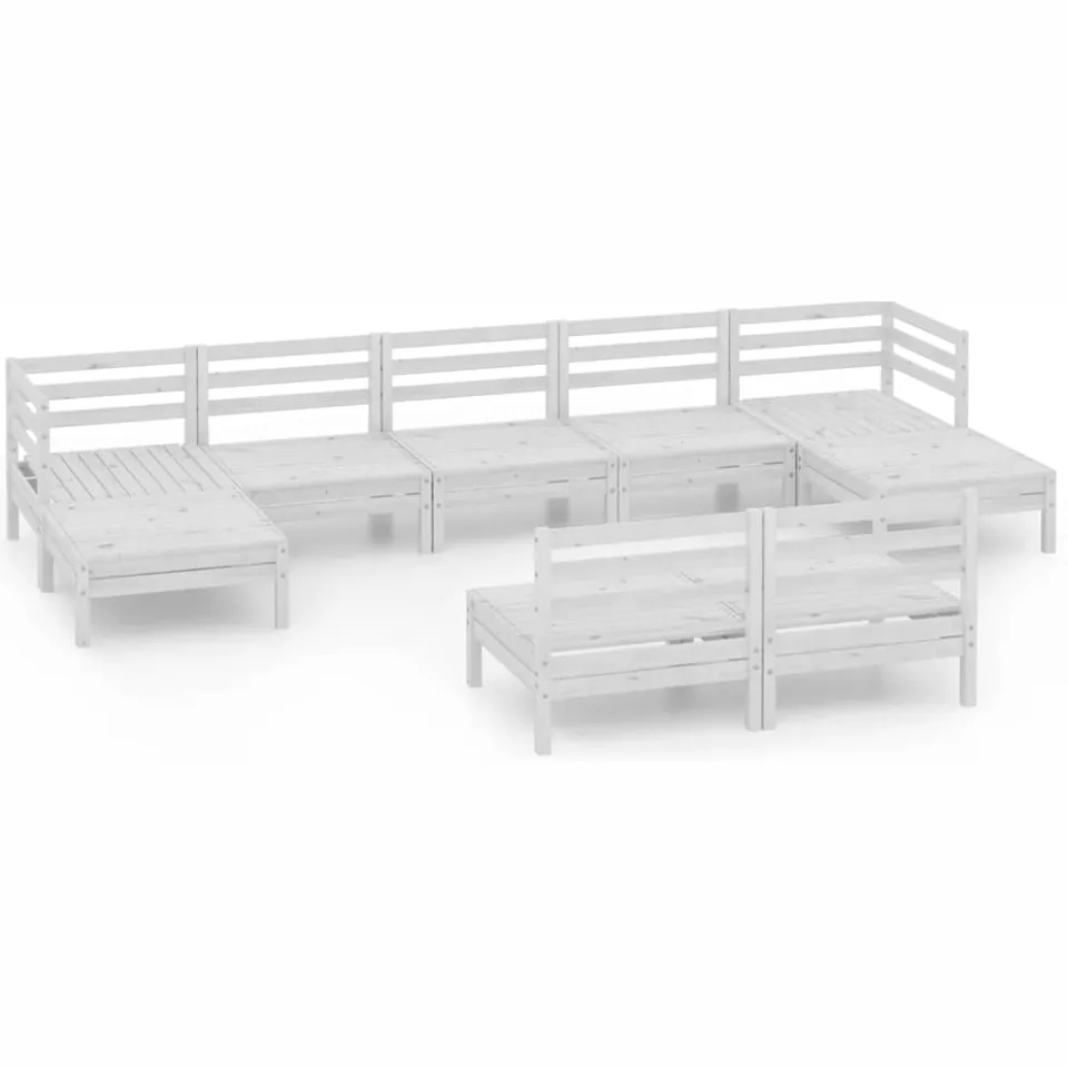 vidaXL 9-delige Loungeset massief grenenhout wit, foto 3