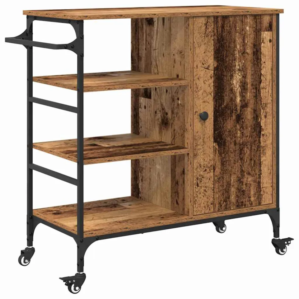vidaXL Keuken Trolley Oudhout 87.5 x 39 x 84.5 cm Bewerkt hout bruin, foto 3