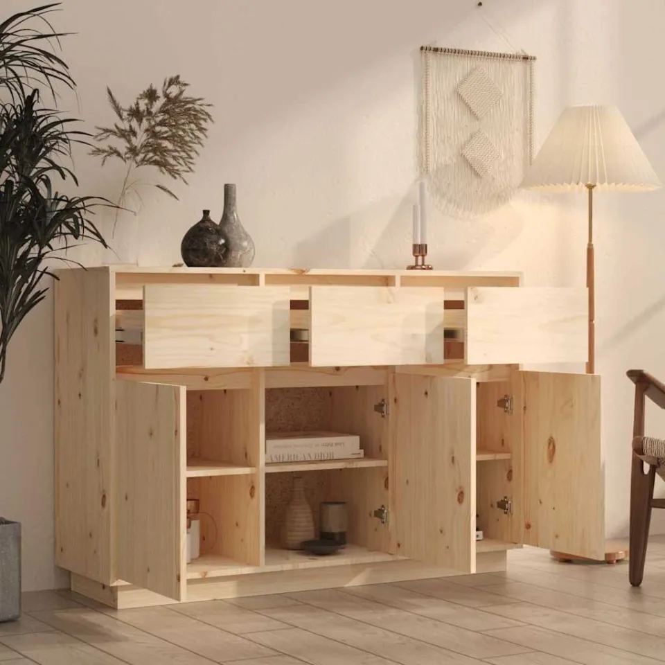 vidaXL Dressoir 111x36x75 cm massief grenenhout bruin, foto 3