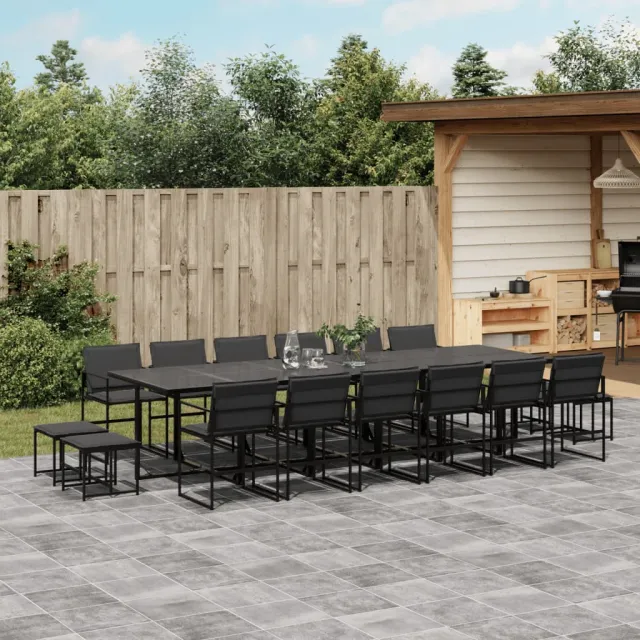 vidaXL 17-delige Tuinset met kussens textileen zwart, foto 2