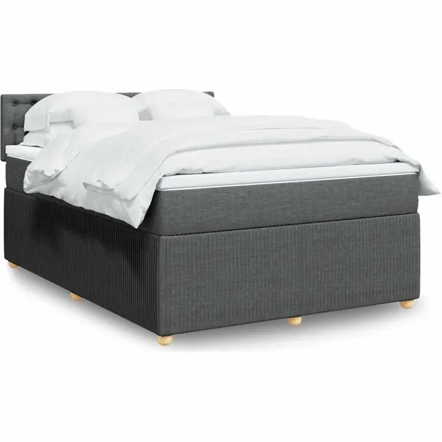 vidaXL Boxspring met matras stof donkergrijs 160x200 cm grijs