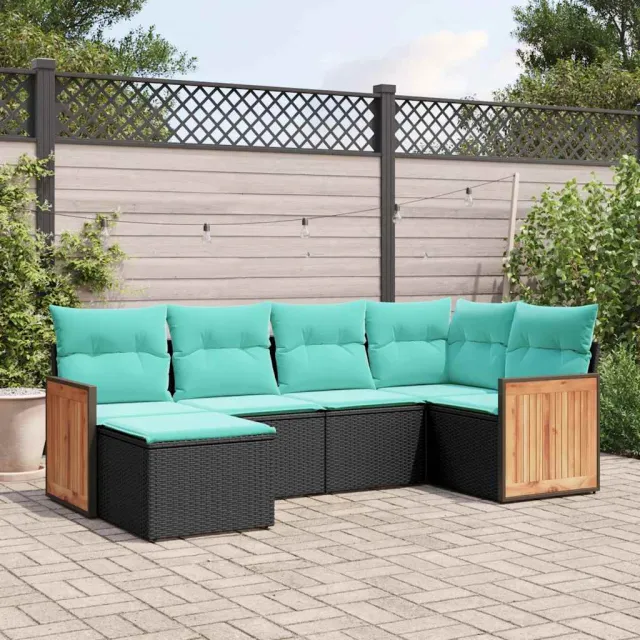 vidaXL 6-delige tuinbankset met kussens van zwart polyrotan, foto 2