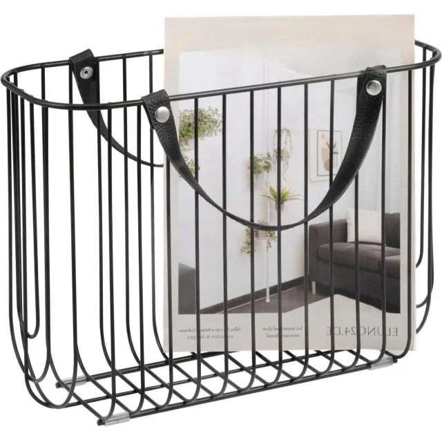 DailySupplies® Krantenbak - Lectuurmand - Krantenmand Metalen krantenhouder - Zwart