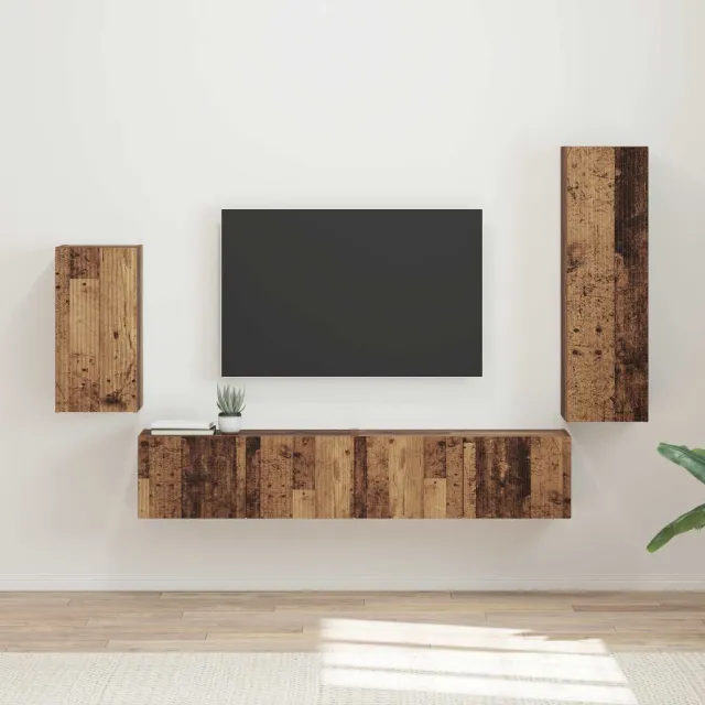 vidaXL Tv-meubelset 4 st 31 x 30 x 100 cm Oudhout bruin, foto 2